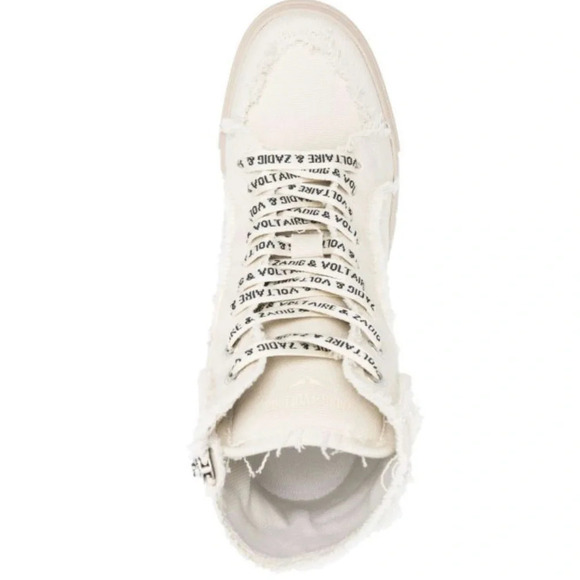NIB Zadig & Voltaire High Flash Canvas High Tops Size 39 Flash Cream US 8 - Picture 4 of 15